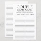 カップル名ゲームブライダルシャワーゲーム (正面/裏面)
