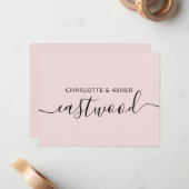 カップル名ダスティピンク結婚のモノグラムノートカード ノートカード (正面/裏面インサイチュ)