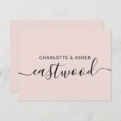 カップル名ダスティピンク結婚のモノグラムノートカード ノートカード (正面/裏面)