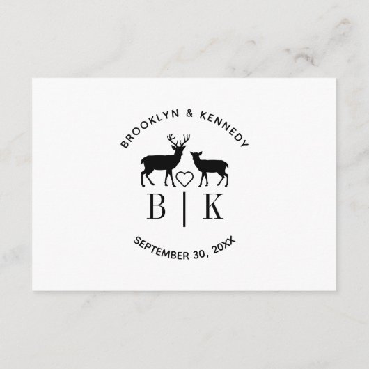 カップル名ディアモノグラム素朴カントリー結婚式 エンクロージャーカード (裏面)