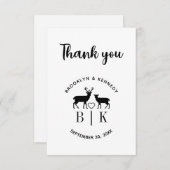 カップル名ディアモノグラム素朴カントリー結婚式 サンキューカード (正面/裏面)