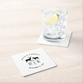 カップル名ディアモノグラム素朴カントリー結婚式 スクエアペーパーコースター (インサイチュ)