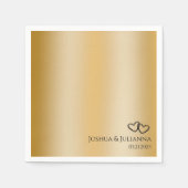 カップル名ハートゴールデン50周年記念パーティー スタンダードカクテルナプキン (正面)