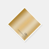 カップル名ハートゴールデン50周年記念パーティー スタンダードカクテルナプキン (角)