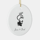 カップル名パーソナライズされたクリスマス・トナカイ セラミックオーナメント (右)