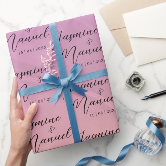 カップル名ピンクギフトラッピング紙結婚's ラッピングペーパー (ギフト)