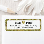 カップル名フェイクと金ゴールド縁どのグリッター ラベル (インサイチュ)