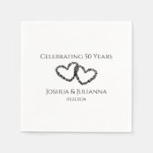 カップル名モダンハート50周年記念パーティー スタンダードカクテルナプキン (正面)