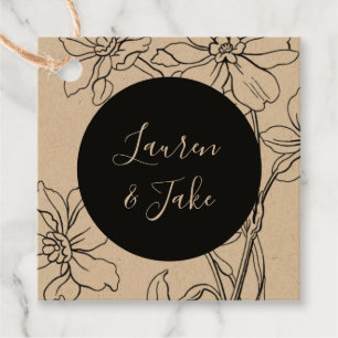 カップル名モダンフローラ結婚式の引き出物ラベル フェイバータグ