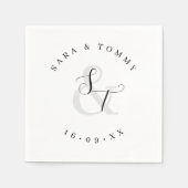 カップル名モノグラムのエレガントな結婚式 スタンダードカクテルナプキン (正面)