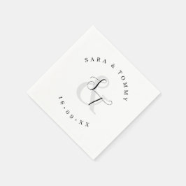 カップル名モノグラムのエレガントな結婚式 スタンダードカクテルナプキン