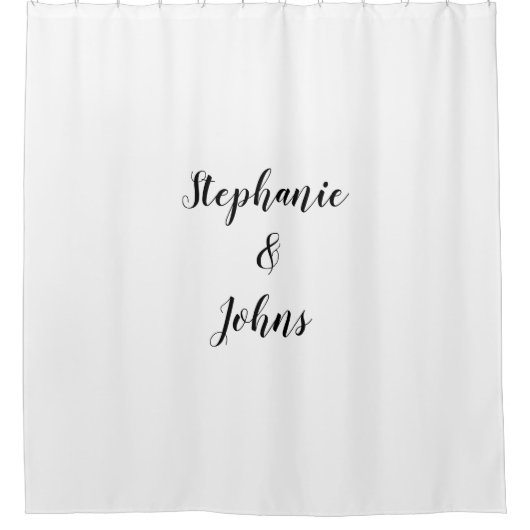 カップル名前をカスタムするモノグラム白黒かわいい シャワーカーテン (正面)