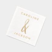 カップル名手描きアンパサンド結婚の金ゴールド 箔ナプキン (左)