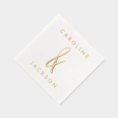 カップル名手描きアンパサンド結婚の金ゴールド 箔ナプキン (右)
