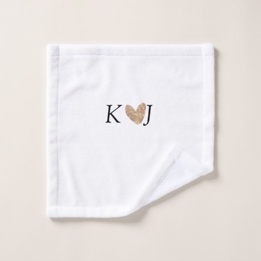 カップル名文字結婚の金ゴールドハートグリッターの追加 ウォッシュタオル (ウォッシュタオル)