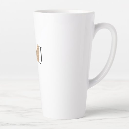 カップル名文字結婚の金ゴールドハートグリッターの追加 カフェラテマグ (右)