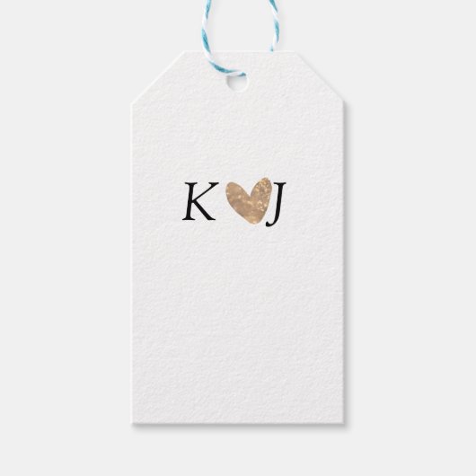カップル名文字結婚の金ゴールドハートグリッターの追加 ギフトタグ (正面)