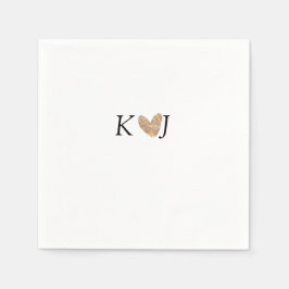 カップル名文字結婚の金ゴールドハートグリッターの追加 スタンダードカクテルナプキン