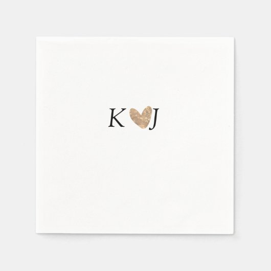 カップル名文字結婚の金ゴールドハートグリッターの追加 スタンダードカクテルナプキン (正面)