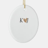 カップル名文字結婚の金ゴールドハートグリッターの追加 セラミックオーナメント (右)