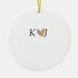 カップル名文字結婚の金ゴールドハートグリッターの追加 セラミックオーナメント