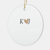 カップル名文字結婚の金ゴールドハートグリッターの追加 セラミックオーナメント (左)