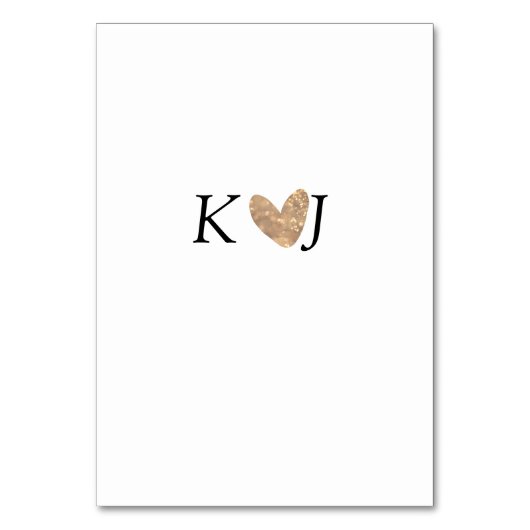 カップル名文字結婚の金ゴールドハートグリッターの追加 テーブルナンバー (正面)