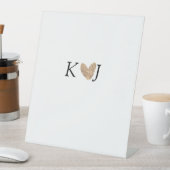 カップル名文字結婚の金ゴールドハートグリッターの追加 台座サイン (インサイチュ)