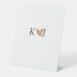 カップル名文字結婚の金ゴールドハートグリッターの追加 台座サイン