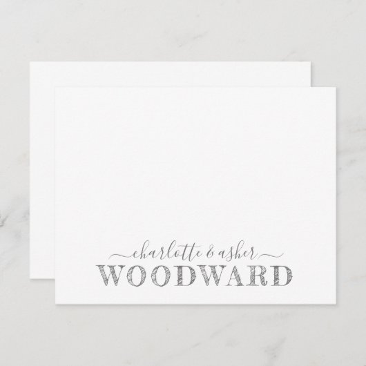 カップル名結婚のモノグラムアールデコタイポグラフィN ノートカード (正面/裏面)