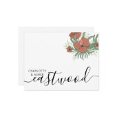 カップル名結婚のモノグラムフローラ ノートカード (正面/裏面インサイチュ)