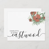 カップル名結婚のモノグラムフローラ ノートカード (正面/裏面)