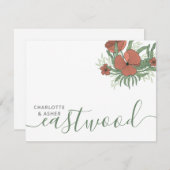 カップル名結婚のモノグラムフローラ ノートカード (正面/裏面)