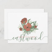 カップル名結婚のモノグラムフローラ ノートカード (正面/裏面)