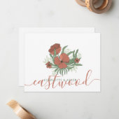 カップル名結婚のモノグラムフローラ ノートカード (正面/裏面インサイチュ)