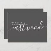 カップル名結婚のモノグラムブラックノートカード ノートカード (正面/裏面)