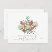 カップル名結婚のモノグラムヴィンテージフローラ ノートカード (正面/裏面)