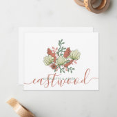 カップル名結婚のモノグラムヴィンテージフローラ ノートカード (正面/裏面インサイチュ)