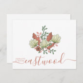 カップル名結婚のモノグラムヴィンテージフローラ ノートカード (正面/裏面)