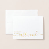 カップル名結婚のモノグラム金箔 箔カード (封筒付き正面)