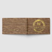 カップル名結婚の日付月桂樹リース金ゴールド ゲストブック (全面)