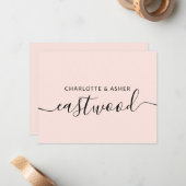 カップル名赤面ピンク結婚のモノグラムノートカード ノートカード (正面/裏面インサイチュ)