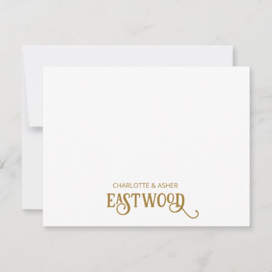 カップル名金ゴールドノートカード ノートカード (正面)