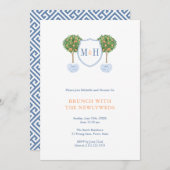 カップル名門私立校風のモノグラムニューウェズブルンチパーティー 招待状 (正面/裏面)