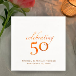カップル名50周年結婚桃を追加 スタンダードカクテルナプキン