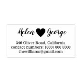 カップル名+ハート、新郎新婦(&M)、差出人住所 ラバースタンプ (インプリント)