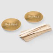 カップル名、州、結婚金ゴールドの日付フェイク ハンドファン (組立なし)