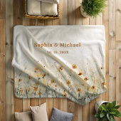カップル名 日付 シェルパ ブランケット 花 水彩