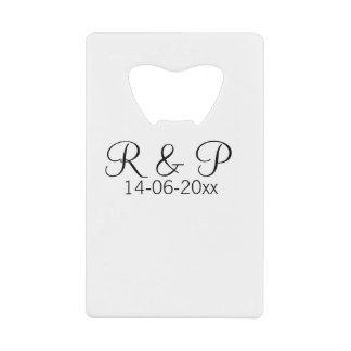 カップル名monogramを追加する日付の結婚年のrom クレジットカード栓抜き