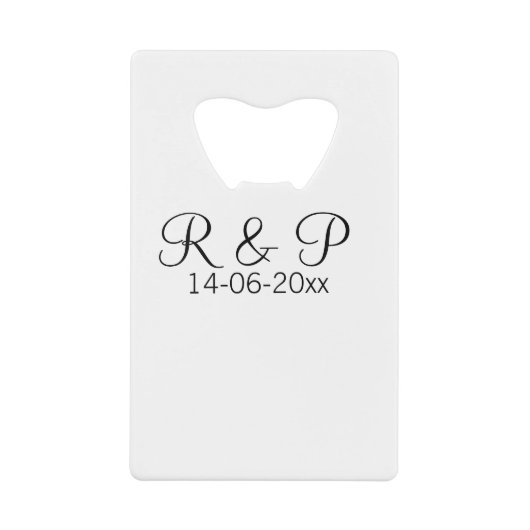 カップル名monogramを追加する日付の結婚年のrom クレジットカード栓抜き (正面)